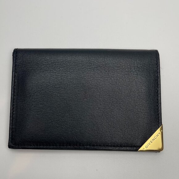Givenchy Black Card Holder Wallet w/ Crocodile-Effect Leather Trim - Preowned - Picture 1 of 12